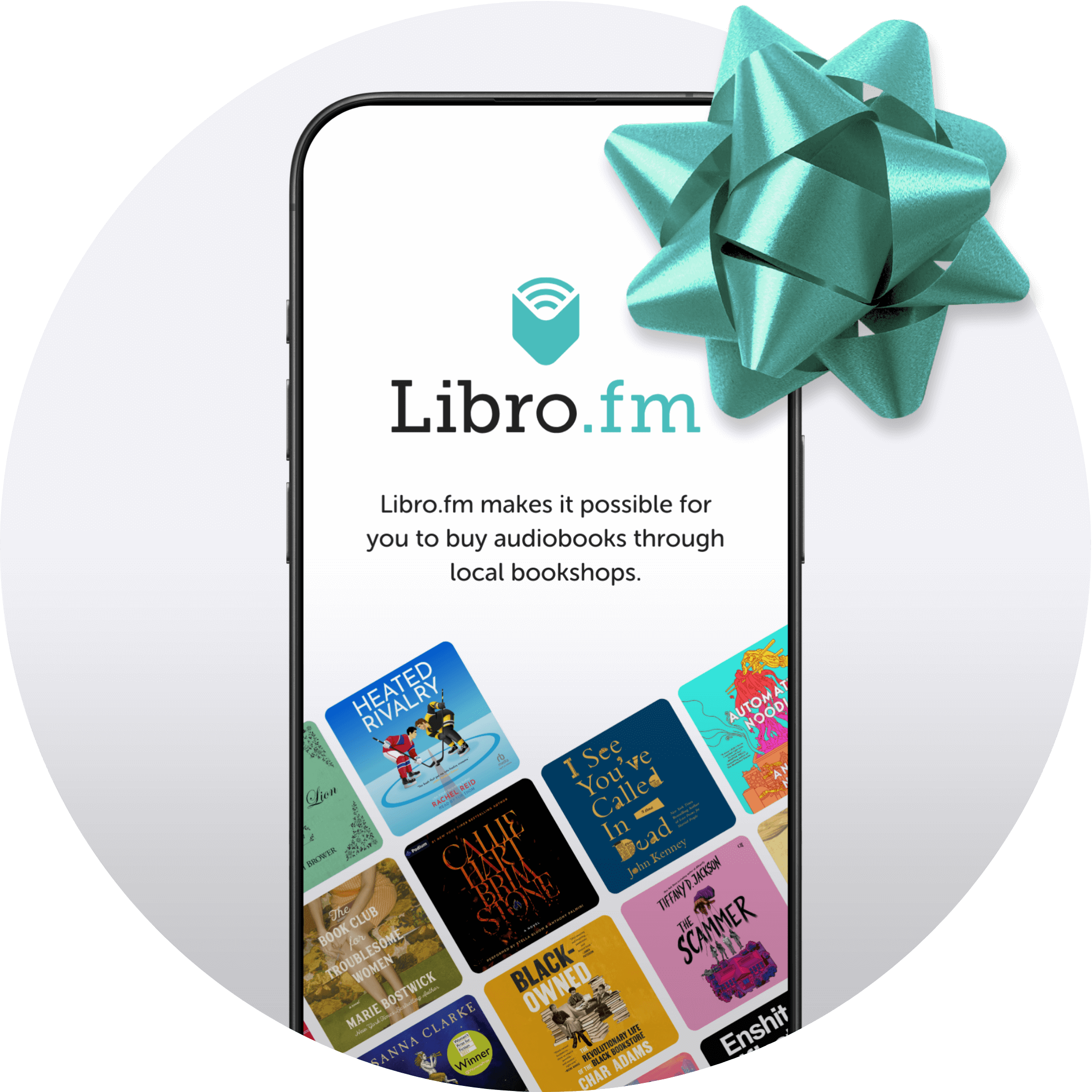 Libro.fm app with gift bow