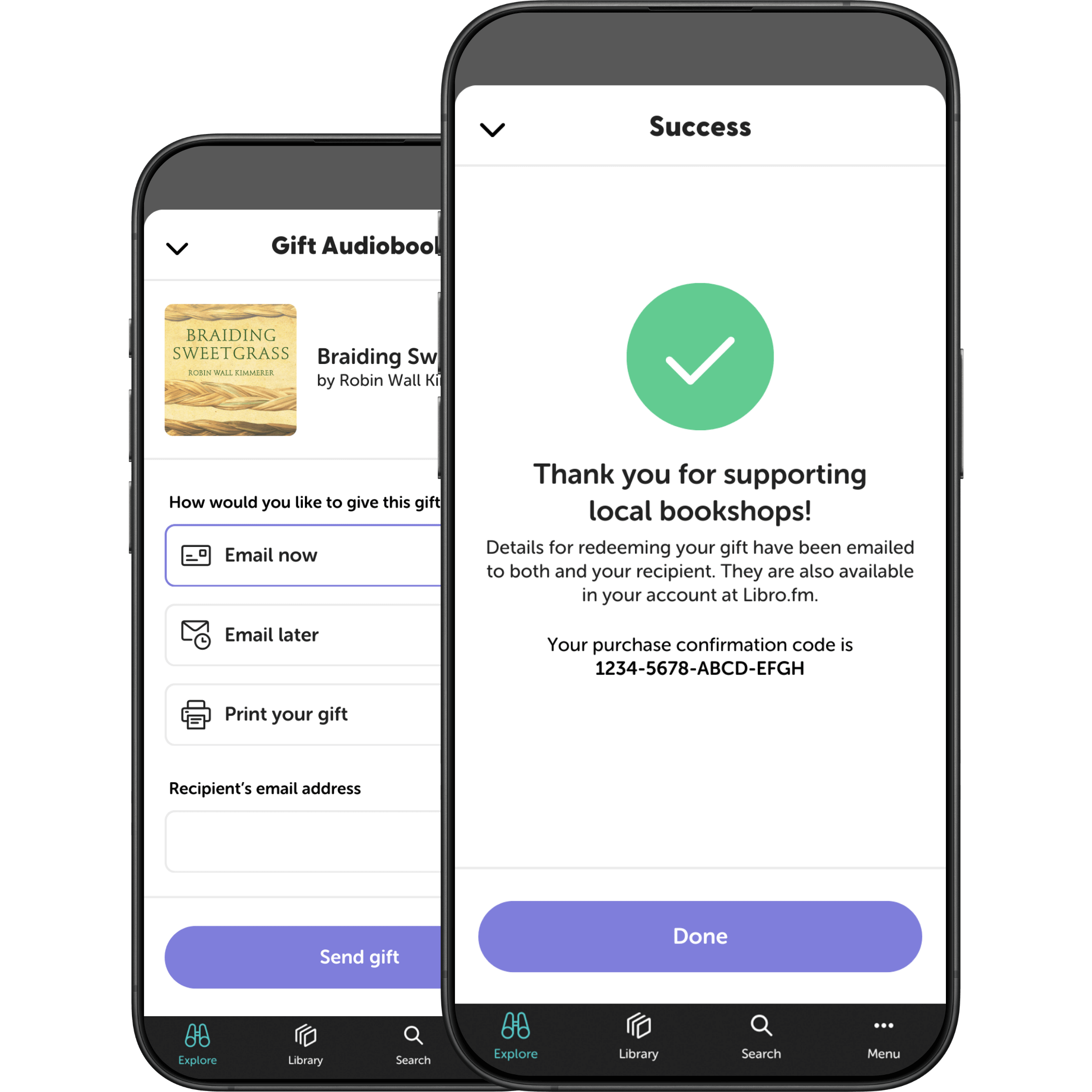 Libro.fm app gifting view
